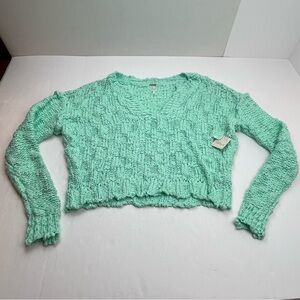 Free People Josephine Pullover Frozen Melon Sweater Green‎ Womens Size Small NEW